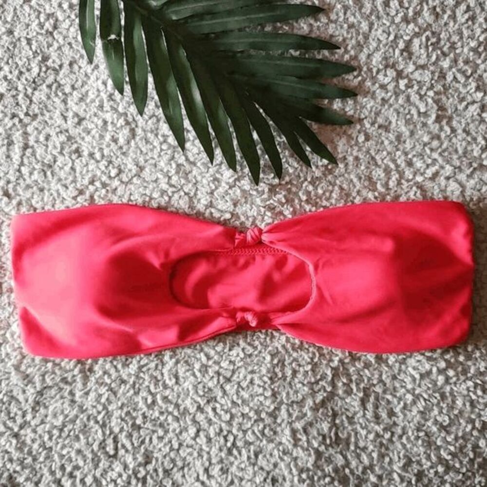 Bandeau Keyhole Cut Out Neon Bikini Top